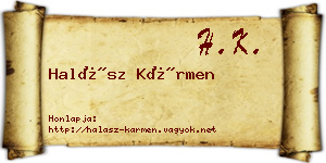 Halász Kármen névjegykártya